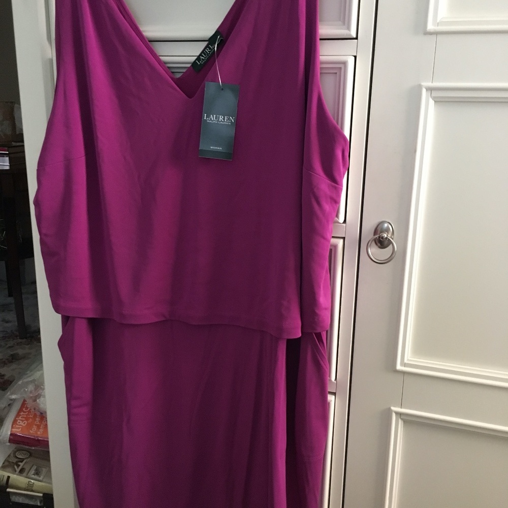 LAUREN RALPH LAUREN Dress NWT Purple Sleeveless Layered w/ Pockets Plus Size 3X - Picture 12 of 16